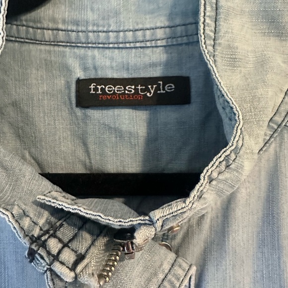 Freestyle Revolution 100% Tencel Denim Shirt Jacket EUC Size L - Picture 5 of 5